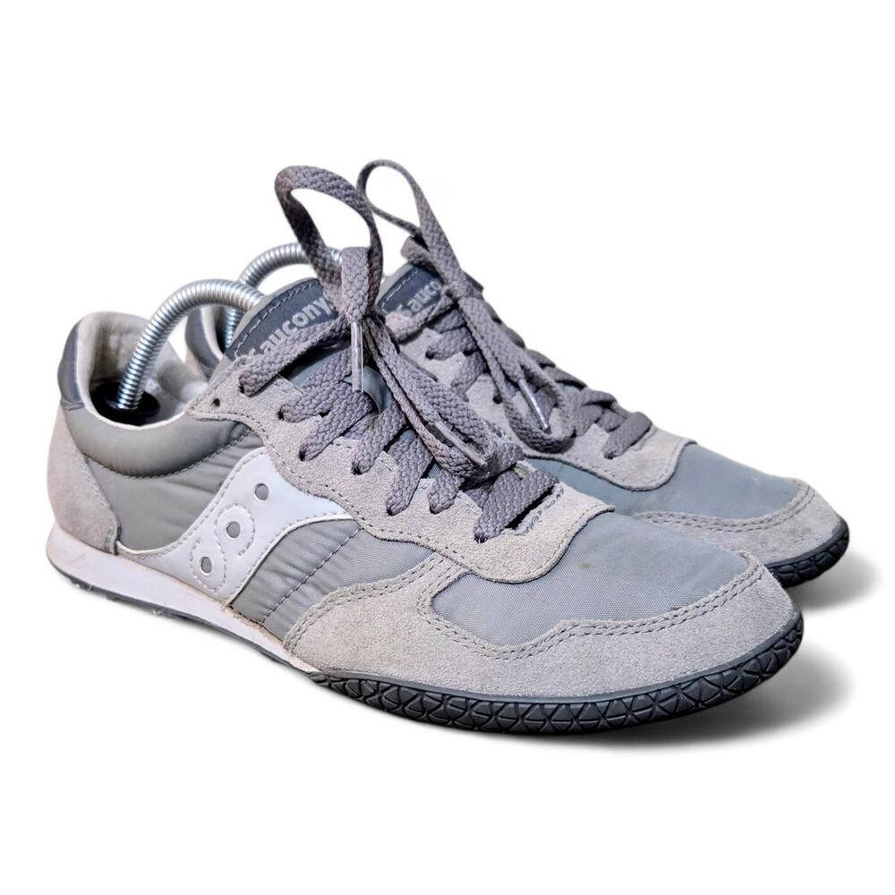Saucony Bullet Grey White 2943-52 Men Size 7 Low Top Track Retro Shoes Sneakers